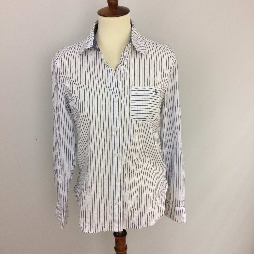 Tommy Hilfiger Striped Blouse Size Large NEW